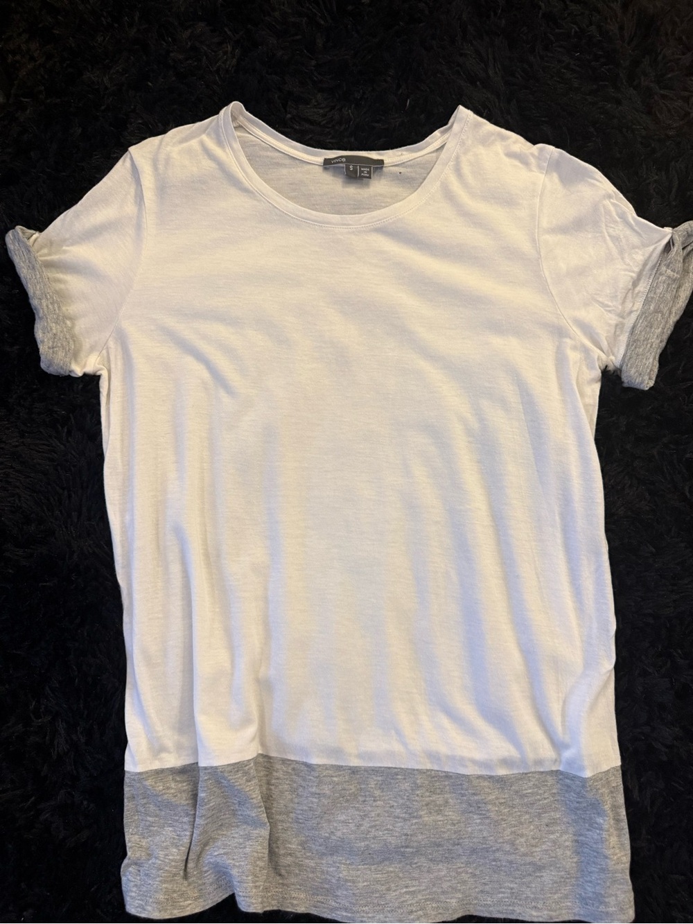 Vince White & Gray Colorblock Tee Size S